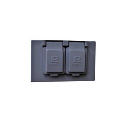 Tapa rectangular dúplex horizontal con contratapa con mecanismo de auto-cierre de aluminio para uso de interiores y exteriores tipo RR.