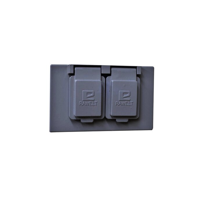 Tapa rectangular dúplex horizontal con contratapa con mecanismo de auto-cierre de aluminio para uso de interiores y exteriores tipo RR.