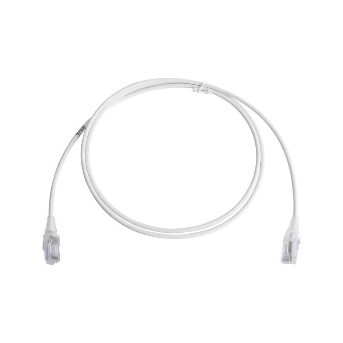 Patch Cord MC6 Modular Cat6 UTP, CM/LS0H, 5ft, Color Blanco, Diámetro Reducido (28AWG), Versión Bulk (Sin Empaque Individual)