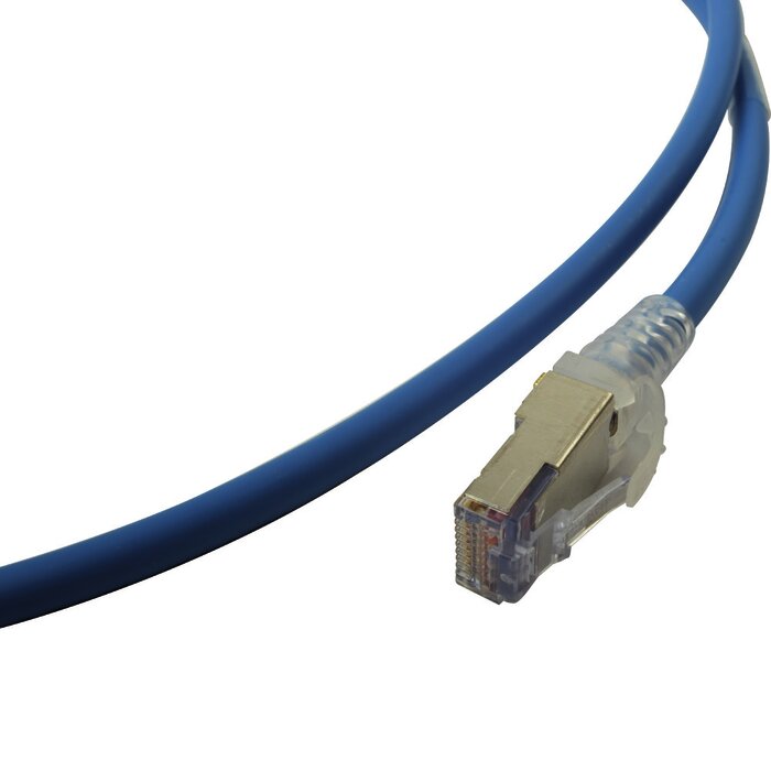 Patch Cord "Skinny" Cat6A Blindado S/FTP, 5ft, Diámetro Reducido 28 AWG, Color Azul