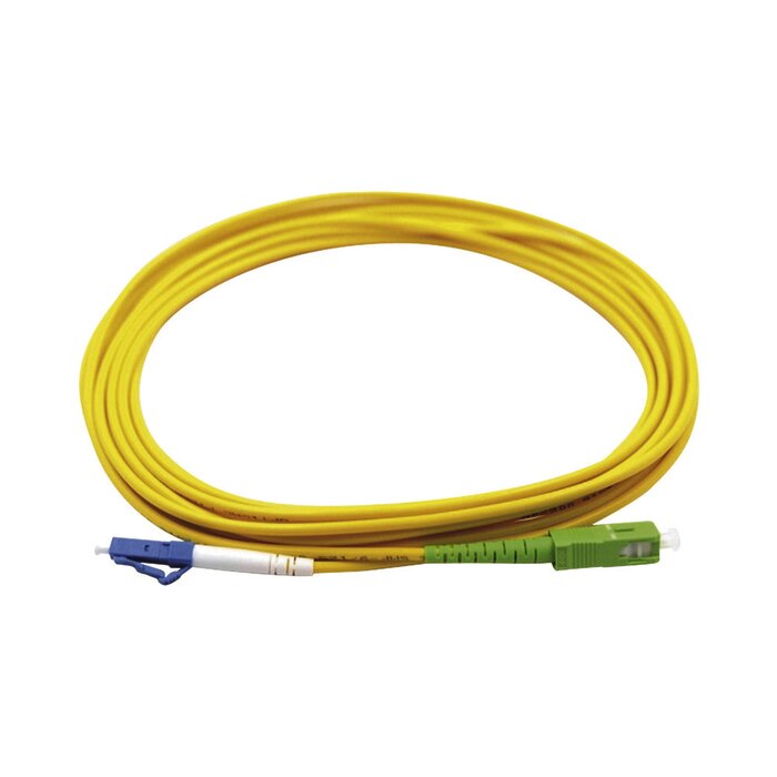 Jumper de Fibra Óptica Monomodo LC/UPC SC/APC Simplex, color amarillo 3 metros