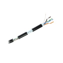 Bobina de cable de 152 m, Cat5e, FTP, blindado, para intemperie, color negro, UL, color negro, para aplicaciones en CCTV, redes de datos.