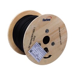 Carrete de 1 km de Fibra Óptica Aérea Mini Figura 8 G.657A2 tipo Drop, Monomodo de 1 Hilo, Color Negro