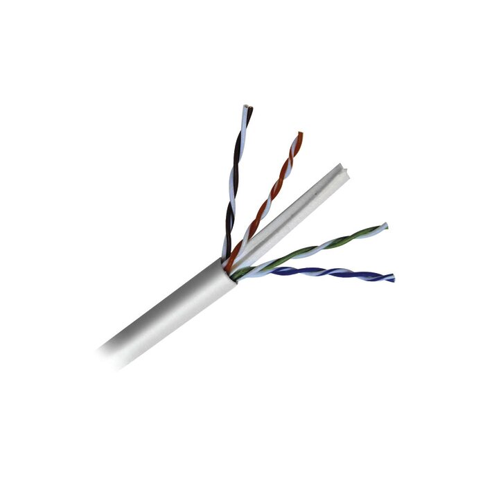Bobina de cable de 152 Metros Cat6+ CALIBRE 23 ALTO DESEMPEÑO, super flexible, UL, color Blanco, para aplicaciones de CCTV y redes de datos
