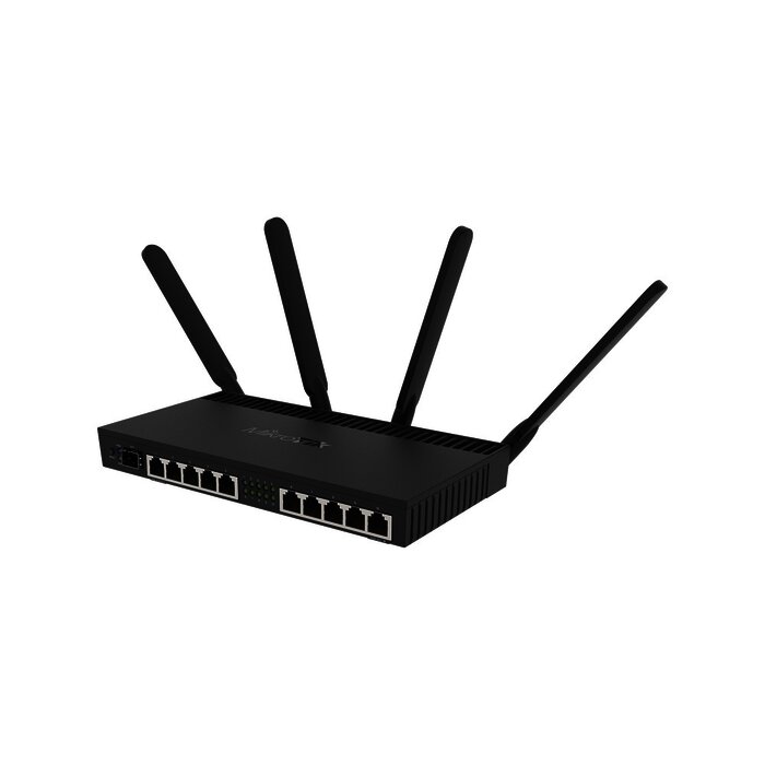 Router con Wi-Fi 4x4 MU-MIMO, hasta 2 watts de potencia, antenas de 3 dBi, 10 puertos Gigabit, 1 Puerto SFP+