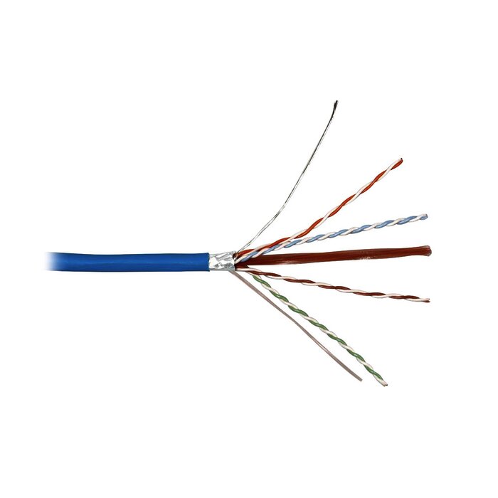 Bobina de Cable Blindado F/UTP de 4 Pares, Z-MAX, Cat6A, Soporte de Aplicaciones 10GBase-T, CMR (Riser), Color Azul, 305m