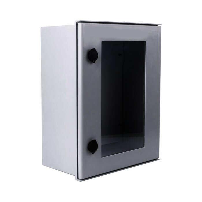 Gabinete de Poliéster IP66 Puerta Transparente, Uso en Intemperie (400 x 500 x 200 mm) con Placa Trasera Interior (Incluye Chapa y Llave).