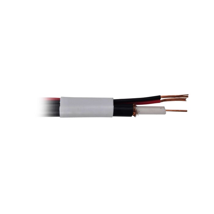 Bobina de cable coaxial RG59 de 152 m con 95% de cobre y 2 conductores calibre 18 para alimentación, para Aplicaciones de CCTV Color Blanco