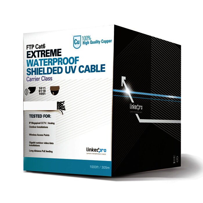 Bobina de cable UTP 305 Metros Cat6, Calibre 23, CLIMAS EXTREMOS, Color blanco, sin blindar, para intemperie