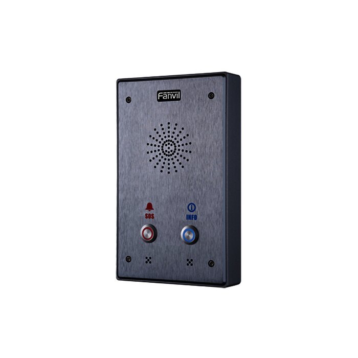 Intercomunicador IP, 2 líneas SIP, 2 relevadores con 2 botónes para llamada, anti-vandálico, IP65 e IK10, PoE