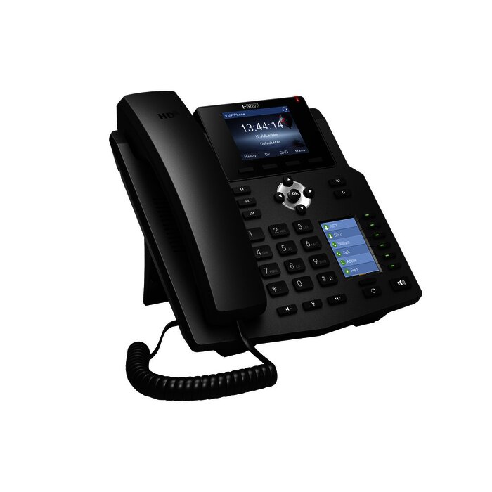 Teléfono IP empresarial para 4 líneas SIP con 2 pantallas LCD, 6 teclas BLF/DSS, conferencia de 3 vías, PoE