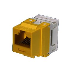 Conector Jack Estilo 110 (de Impacto), Tipo Keystone, Categoría 6, de 8 posiciones y 8 cables, Color Amarillo