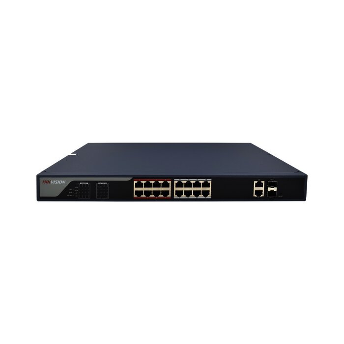 Switch PoE 250 Metros LARGA DISTANCIA / Administrable de acceso/ configuración vía WEB / 16 puertos 802.3at (30W) 10/100 Mbps + 2 puertos Gigabit + 2 puertos SFP