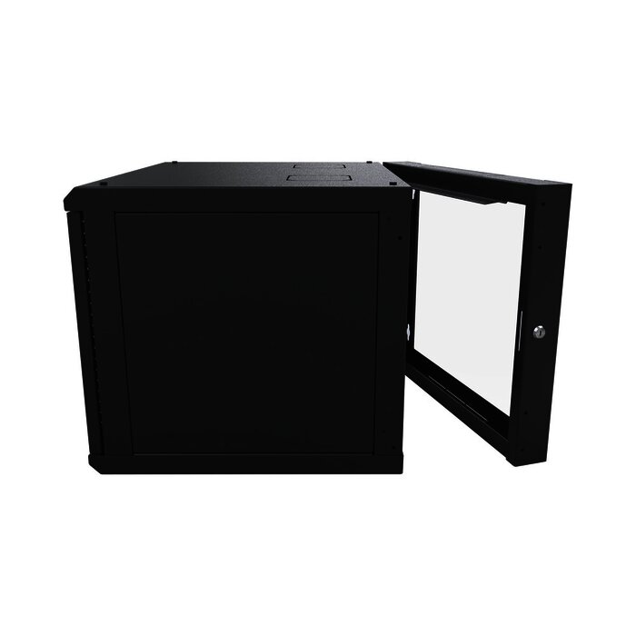 Gabinete Abatible de Pared (Con Marco Trasero) con Rack 19" de 12 Unidades. Ventana de Cristal Templado.