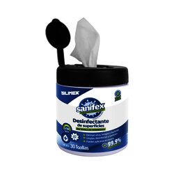 Toallitas desinfectantes formuladas para desinfectar las superficies, ayudando a eliminar virus, bacterias y hongos que pueden ser perjudiciales para la salud, presentación 30 toallas
