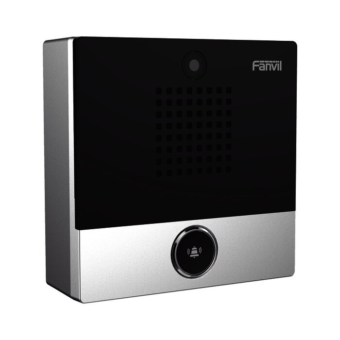 Mini video Intercomunicador para hotelería y hospitales, con diseño elegante, PoE, cámara 1Mpx, 1 botón, 1 relevador integrado de salida y entrada.