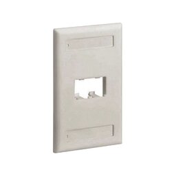 Placa de Pared Vertical Clásica, Salida Para 2 Puertos Mini-Com, Con Espacios Para Etiquetas, Color Blanco