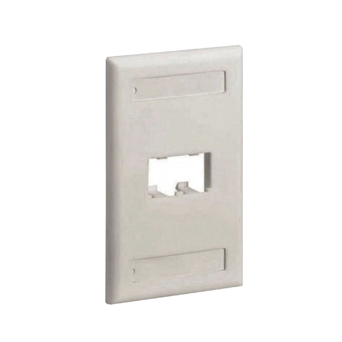 Placa de Pared Vertical Clásica, Salida Para 2 Puertos Mini-Com, Con Espacios Para Etiquetas, Color Blanco