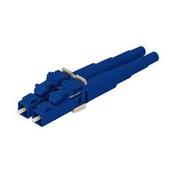 Conector de Fibra Óptica LC Duplex OptiCam, Monomodo 9/125 OS2, Pre-pulido, Color Azul