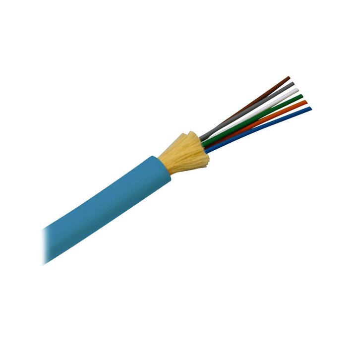 Cable de Fibra Óptica de 6 hilos, Multimodo OM3 50/125 Optimizada, Interior, Tight Buffer 900um, No Conductiva (Dieléctrica), OFNR (Riser), Precio Por Metro