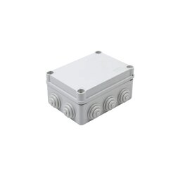 Caja de derivación de PVC Auto-Extinguible con 10 entradas, tapa y tornillo de media vuelta de 1/4", 150x110x70 MM, Para Exterior (IP55)