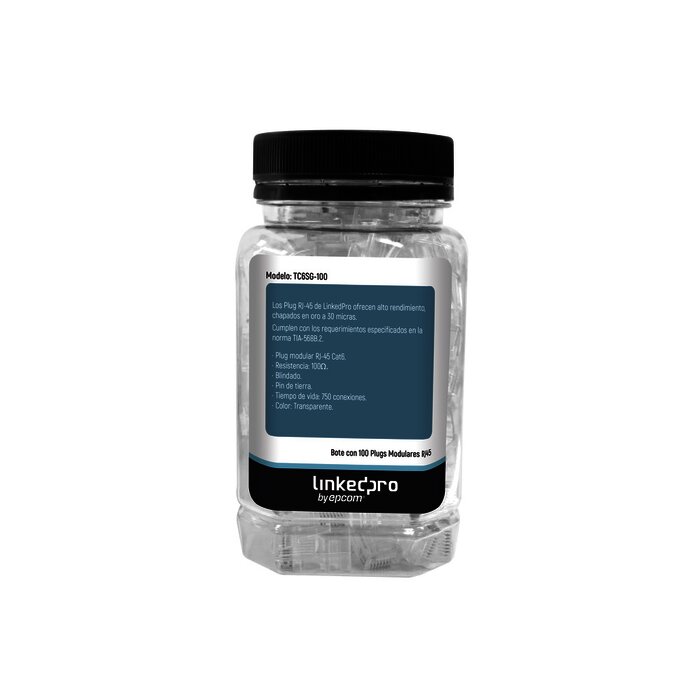 Bote con 100 Piezas de Plug Modular RJ45 Cat6 blindado con pin de tierra, chapado de oro a 30 micras para durabilidad extrema