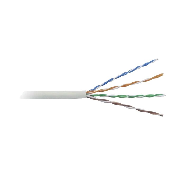 Cable Cat5e de alto rendimiento certificaciones ETL, UL, con garantía de 25 años, de 500 ft ( 152.5 m ) de color Blanco, para aplicaciones en CCTV, redes de datos. Uso Interior.