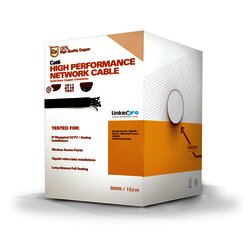 Bobina de cable de 152.5 Metros Cat6+ CALIBRE 23 ALTO DESEMPEÑO, super flexible, UL, color Azúl, para aplicaciones de CCTV, HD, y redes de datos. Uso interior.