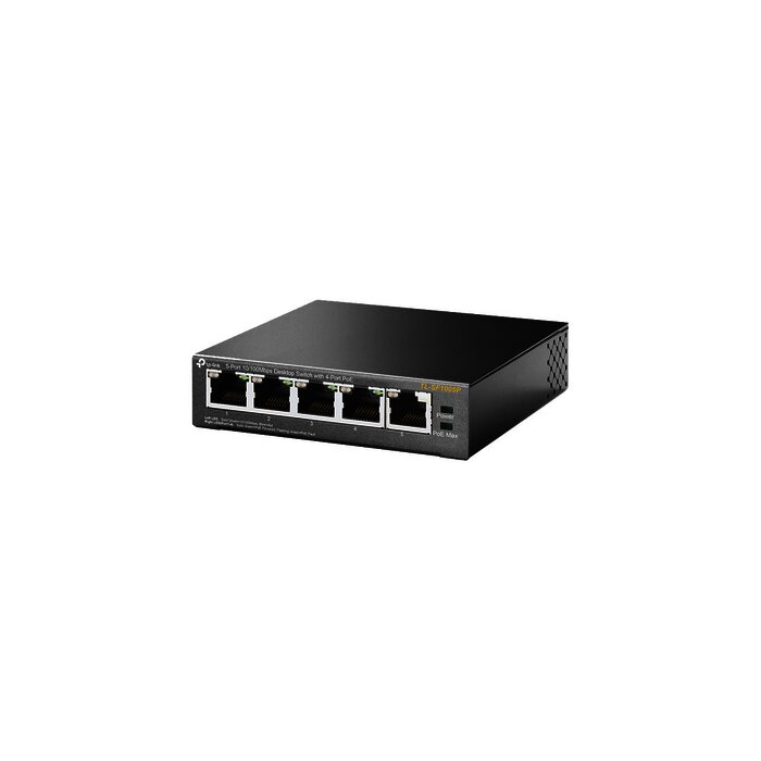 Switch PoE no Administrable de escritorio 5 puertos 10/100 Mbps, 4 puertos PoE, 58 W