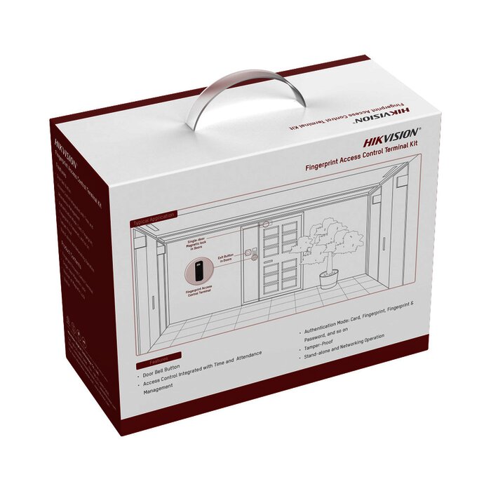 Kit de Control de Acceso TODO INCLUIDO con Lector de Huellas y Tarjetas compatible con App HIKConnect / Incluye Electroimán Botón de Salida y Montajes Z y L para imán (DS-K1T804)