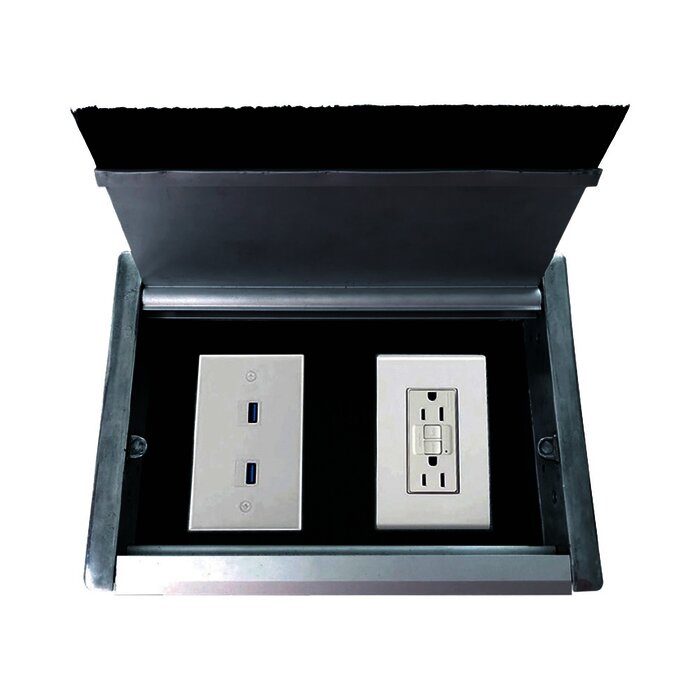 Caja universal vacía de 2 módulos para instalación en escritorio (voz, datos, vídeo, contactos eléctricos), (No incluye accesorios)