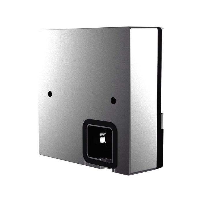 Mini Intercomunicador para hotelería y hospitales, con diseño elegante, PoE, 1 botón, 1 relevador integrado de salida y entrada.