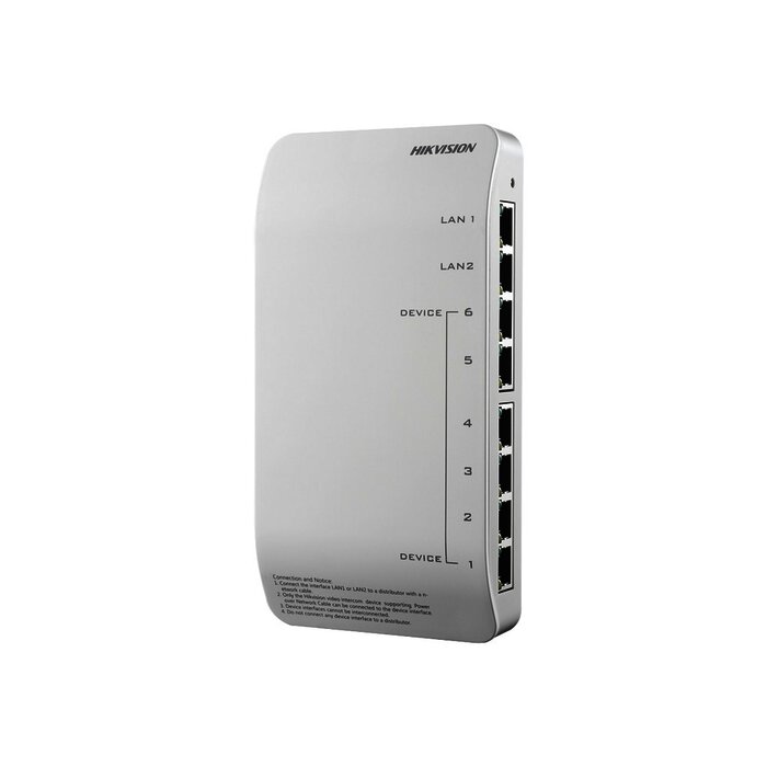 Distribuidor PoE (propietario) de Audio y Vídeo / Soporta Hasta 6 dispositivos / Compatible con Frente de Calle y Monitor IP HIKVISION