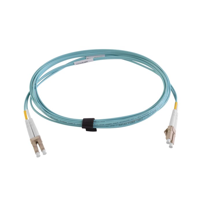 Jumper de Fibra Óptica Multimodo 50/125 XGLO OM3, LC-LC Duplex, OFNR, Color Aqua, 3 Metros