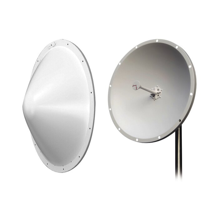 Kit de Antena y radomo, ganancia de 28 dBi, rango de frecuencia extendida (4.9 a 6.5 GHz), conectores N-Macho, incluye jumper, distancia de hasta 15 km