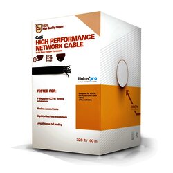 Cable Cat6+ CALIBRE 23 ALTO RENDIMIENTO, ETL,UL, con garantía de 25 años, color azul, de 100 metros, super flexible, para aplicaciones de CCTV, video HD, y redes de datos.