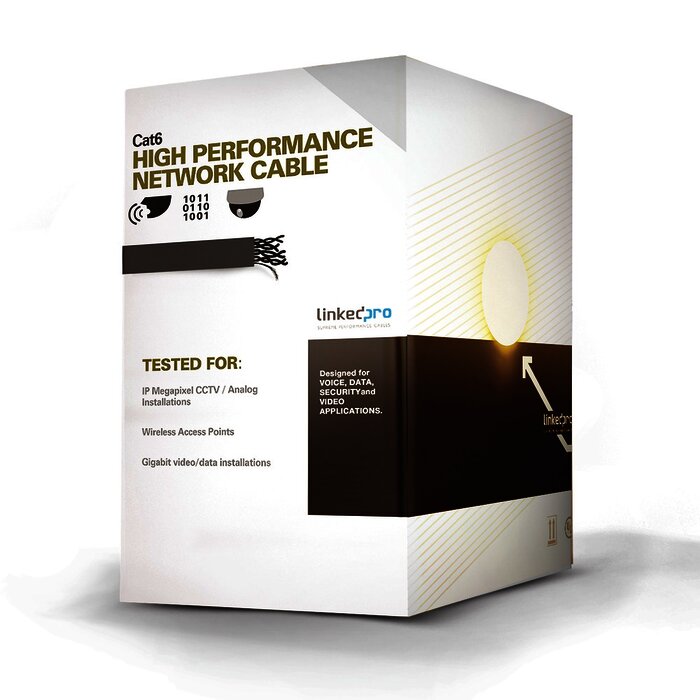 Bobina de Cable UTP de 305 m (1000 ft) Cat6 aleación de Cobre y Aluminio (CCA), color blanco, Uso exclusivo interior