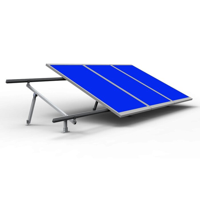 Montaje de aluminio para techo o piso de concreto, de alta resistencia y rápida instalación, arreglo 1x4 módulos fotovoltáicos de 40mm de espesor