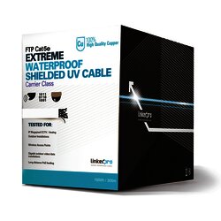 Bobina de cable de 305 m, Cat5e, para intemperie, sin blindar, color blanco, UL, para aplicaciones en CCTV, redes de datos.