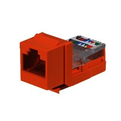 Conector Jack Estilo Leadframe, Tipo Keystone, Categoría 5e, de 8 posiciones y 8 cables, Color Naranja