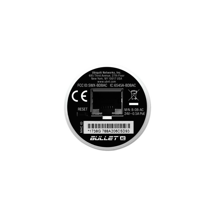 Radio Doble Banda Bullet airMAX AC hasta 160 Mbps en 2.4 GHz (2412-2472 MHz) o 300 Mbps en 5 GHz (5150-5875 MHz)