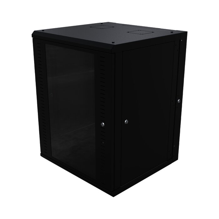 Gabinete Abatible de Pared (Con Marco Trasero) con Rack 19" de 24 Unidades. Ventana de Cristal Templado.