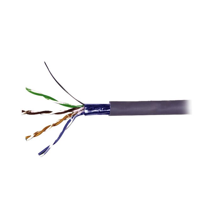 Bobina de Cable Blindado F/UTP de 4 Pares, Cat5e, Cobre, PVC (CM), Color Gris, Reel-In-Box, 305M