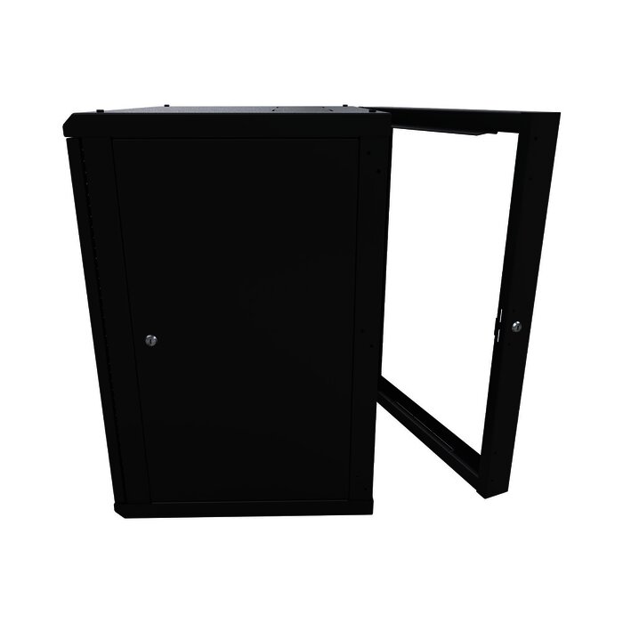 Gabinete Abatible de Pared (Con Marco Trasero) con Rack 19" de 24 Unidades. Ventana de Cristal Templado.