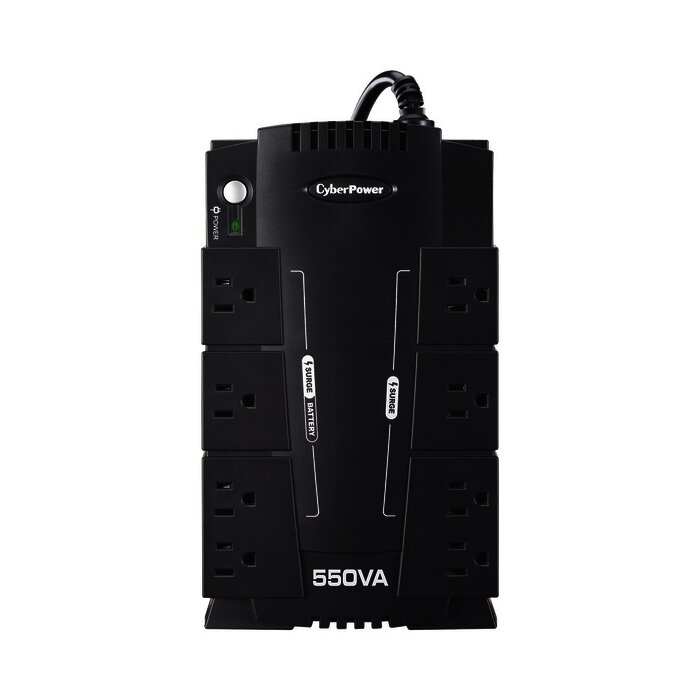 UPS de 550 VA/330 W, Topología Standby, Entrada 120 Vca NEMA 5-15P, Tipo Gabinete Compacto, Con 8 Tomas NEMA 5-15R