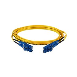 Jumper de Fibra Optica Monomodo 9/125 OS2, LC-LC Duplex, OFNR (Riser), Color Amarillo, 2 Metros