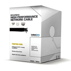 Paquete de 10 bobinas de cable EPCAT5EV2/W color blanco de 305 metros cada una, UTP5, tipo CCA para aplicaciones de CCTV y datos.