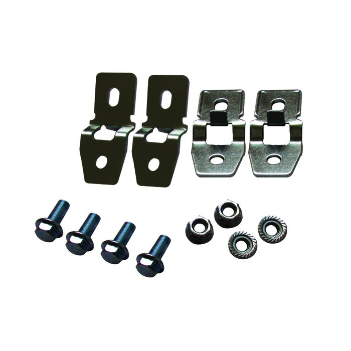 Juego de 4 Pestañas Metálicas para Fijación a Pared de Gabinetes Línea PST. Incluye tornillo y tuerca.