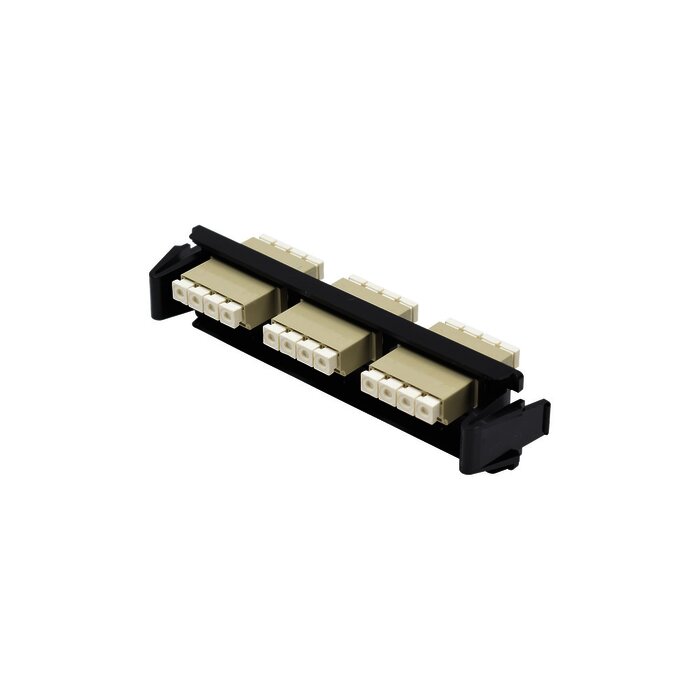 Placa acopladora de Fibra Óptica Quick-Pack, Con 3 Conectores LC Quad (12 Fibras), Para fibra Multimodo, Beige