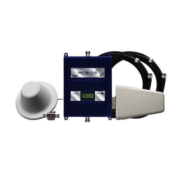 KIT de Amplificador de Señal Celular 4G LTE / TODAS LAS FRECUENCIAS DE MÉXICO / Hasta 5000 Metros Cuadrados / Pro 70 Plus LX. Cuatribanda de 77 dB de ganancia máxima.